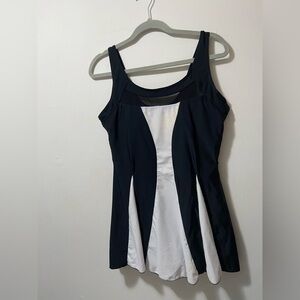 Black and White Sleeveless Swim Dress